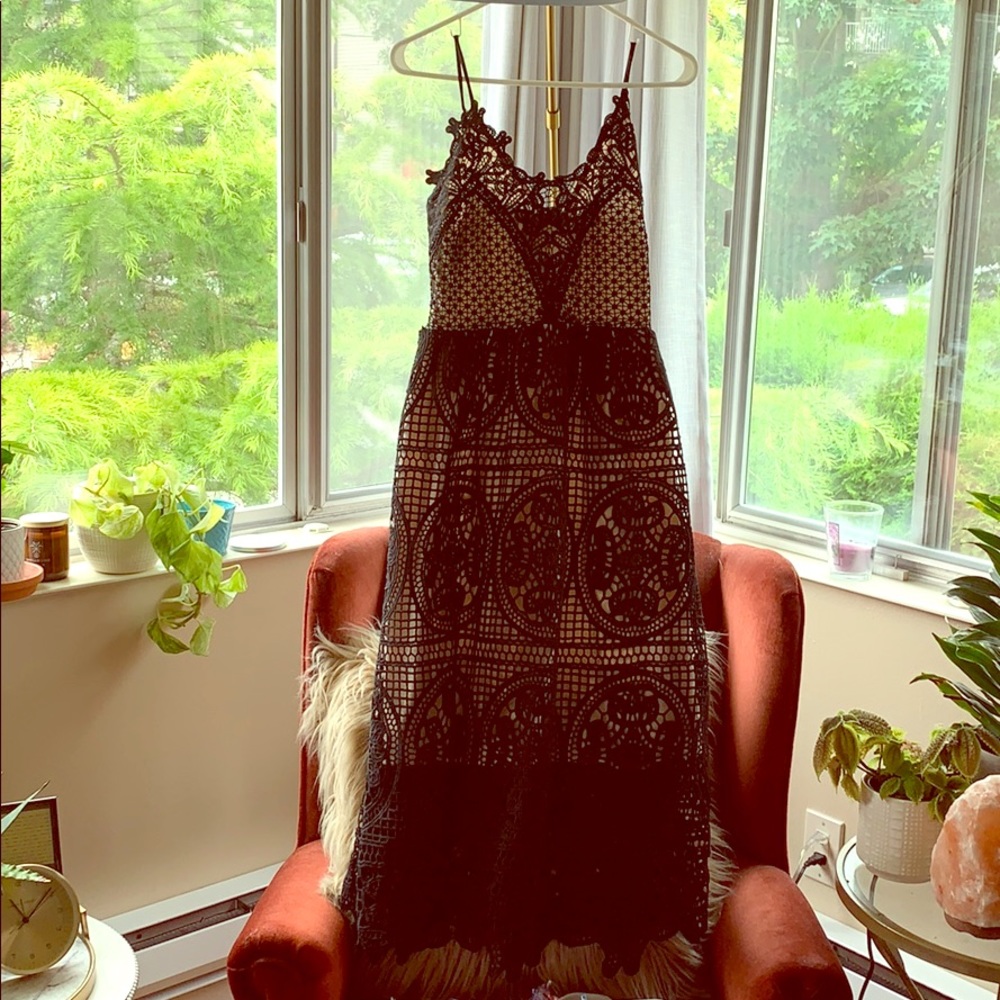 Beautiful black crochet dress!
